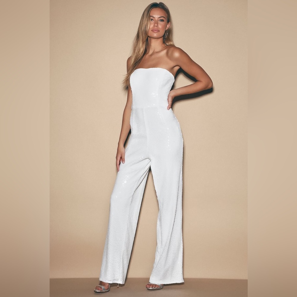 White Sequin Jumpsuit